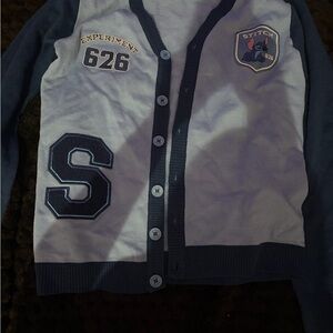 Stitch Kids Cardigan - Blue and White